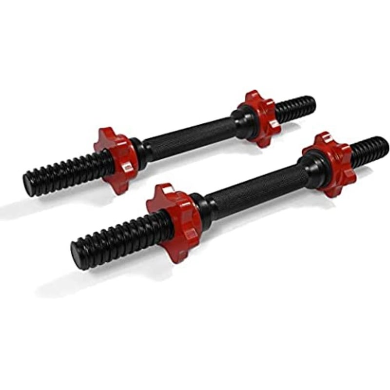 Yes4All Pair of Threaded Dumbbell Handles, Dumbbell Bar with Collars, Chrome/Rubber Grip, Fit 1 Inch Plates, Weight Bar Connector 14 Inches - Black - Image 1